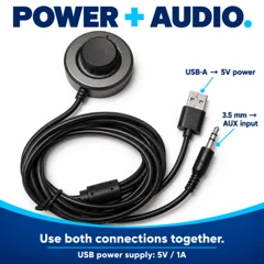 B71 USB-A power and 3.5 mm AUX audio leads