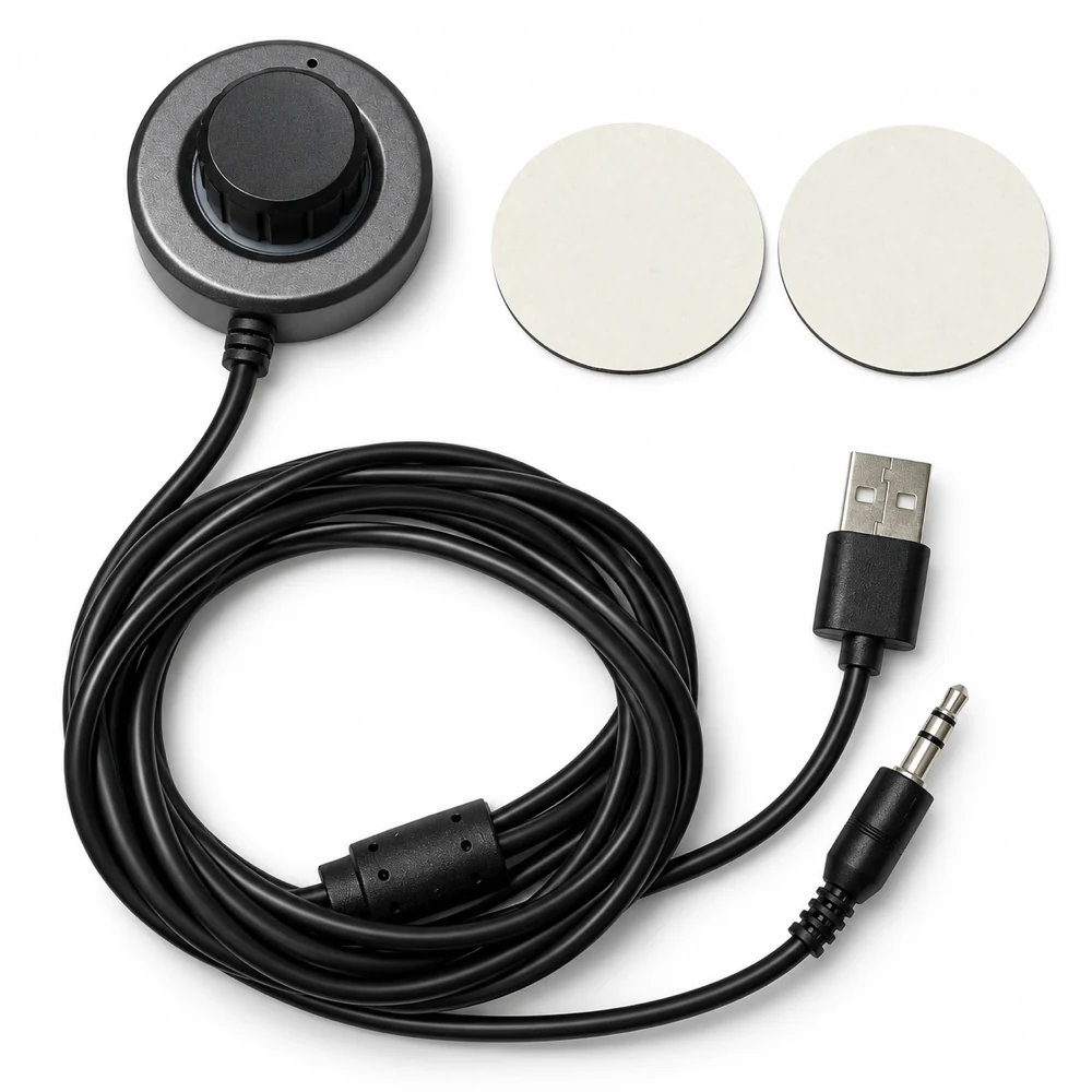 B71 rotary receiver with USB-A and AUX leads and two mounting pads